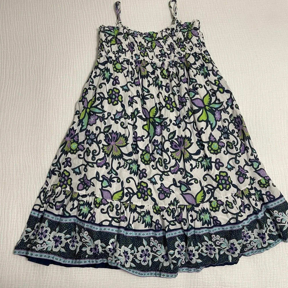 GAP Kids White Sundress with Purple & Lime Green Floral